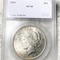 1923 Silver Peace Dollar SEGS - AU58