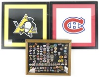 Framed NHL Patch Logos & Pins (3)