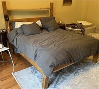 Queen Size Bed Frame, Mattress, and Headboard