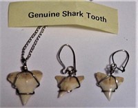 Genuine Shark Tooth Pendant on Chain Earrings NIB