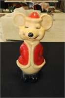 Vintage Plastic Christmas Mouse 15" tall
