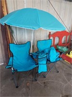 Double Folding Chairs with Umbrella