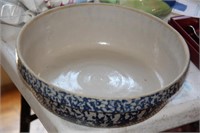 Large blue stoneware serving bowl