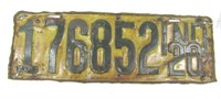 1920 Indiana License Plate