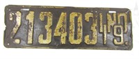 1919 Indiana License Plate