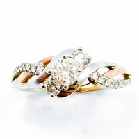 Diamond & Two-Tone 14k Gold Bypass Ring