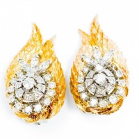 1.5 CT Diamond & 14k Gold Wing Statement Earrings
