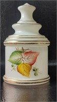 Mid Century Hand Painted Floral White Glass