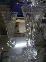 2 Crystal Cut & Etched Vases