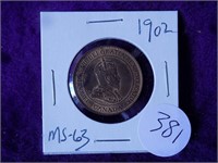 1902 Large Cent MS 63