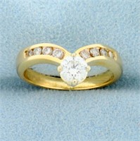 Over 1/2ct TW V Shaped Diamond Ring in 14K Yellow