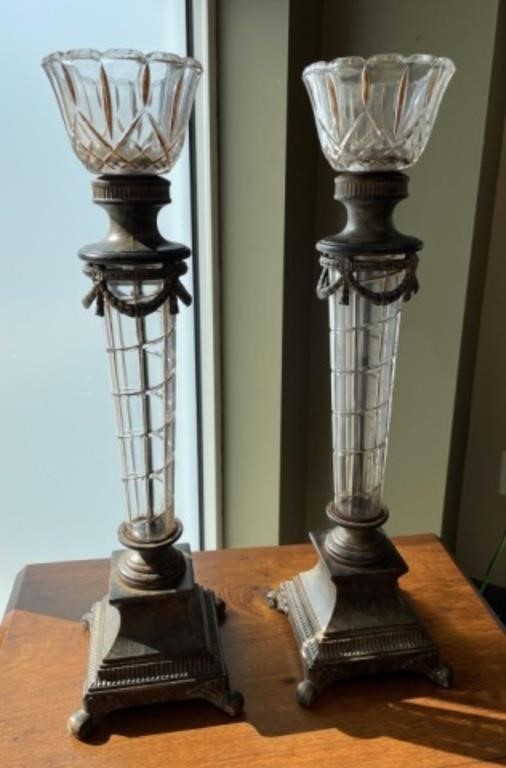 Glass and Metal Candleholders