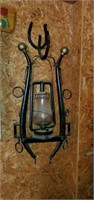 Horse hame lantern with horse shoe hooks