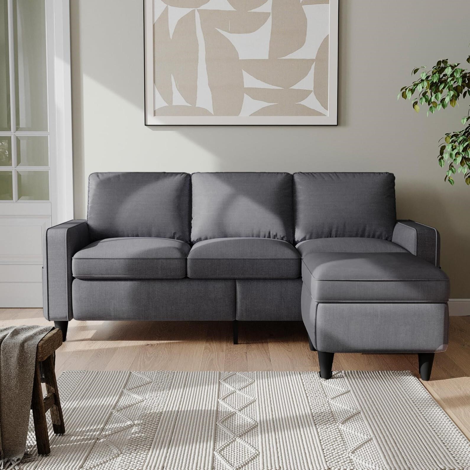 Yattem Convertible Sectional Sofa Couch, L-Shaped
