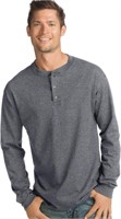 (N) Hanes Men's Long-Sleeve Beefy Henley Shirt