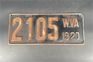 1919-20 WEST VIRGINIA LICENSE PLATE #2105