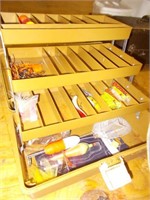 Old Pal Tackle Box w/Rubber Worms, Bobbers,