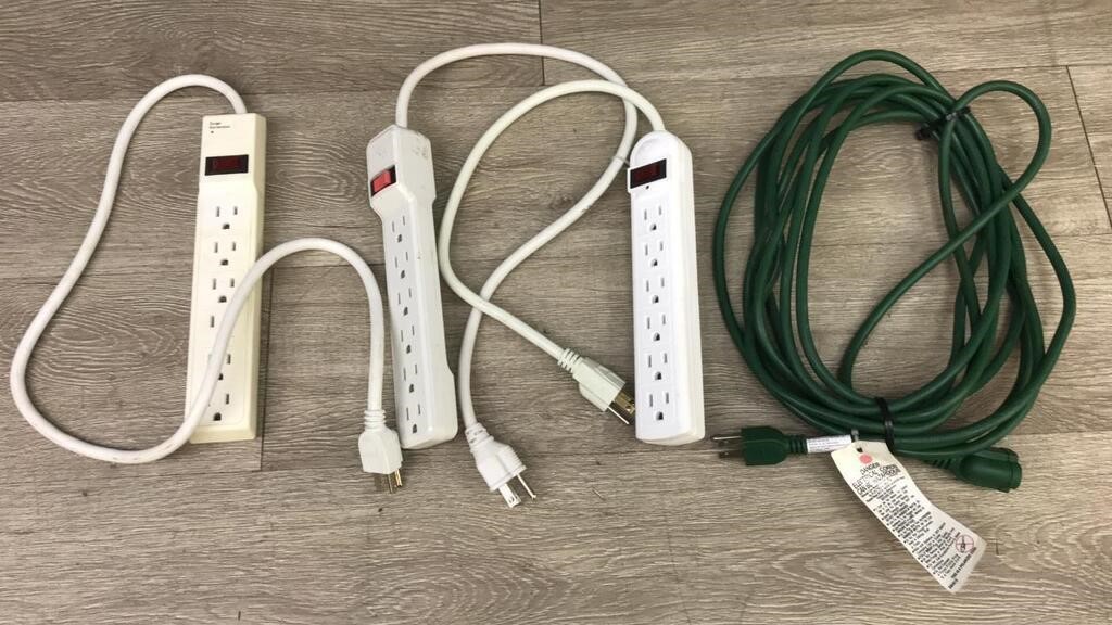 3 Surge Protectors & 1 Extension Cord 16awg
