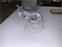 Glass elephant figurine with frosted base 6" tall
