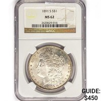 1891-S Morgan Silver Dollar NGC MS62