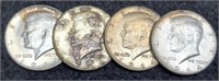 (4) 1964 Kennedy Half Dollars