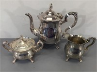 Silverplate Tea Pot w/Cream & Sugar