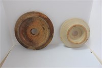 2 STONE BUTTER CHURN LIDS