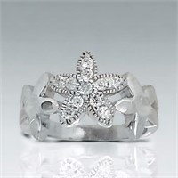 Simulated Diamond Flower Ring - Size 7