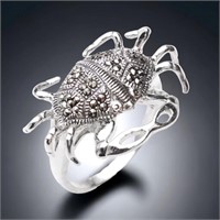 Whimisical Crab Sterling Silver Marcasite Ring
