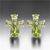 Peridot Cross Earrings in Sterling Silver