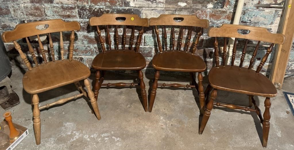 4 Wooden Chairs - One Seat is Cracked