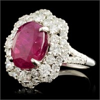 6.92ct Ruby & 2.05ctw Diamond Ring in 18K Gold