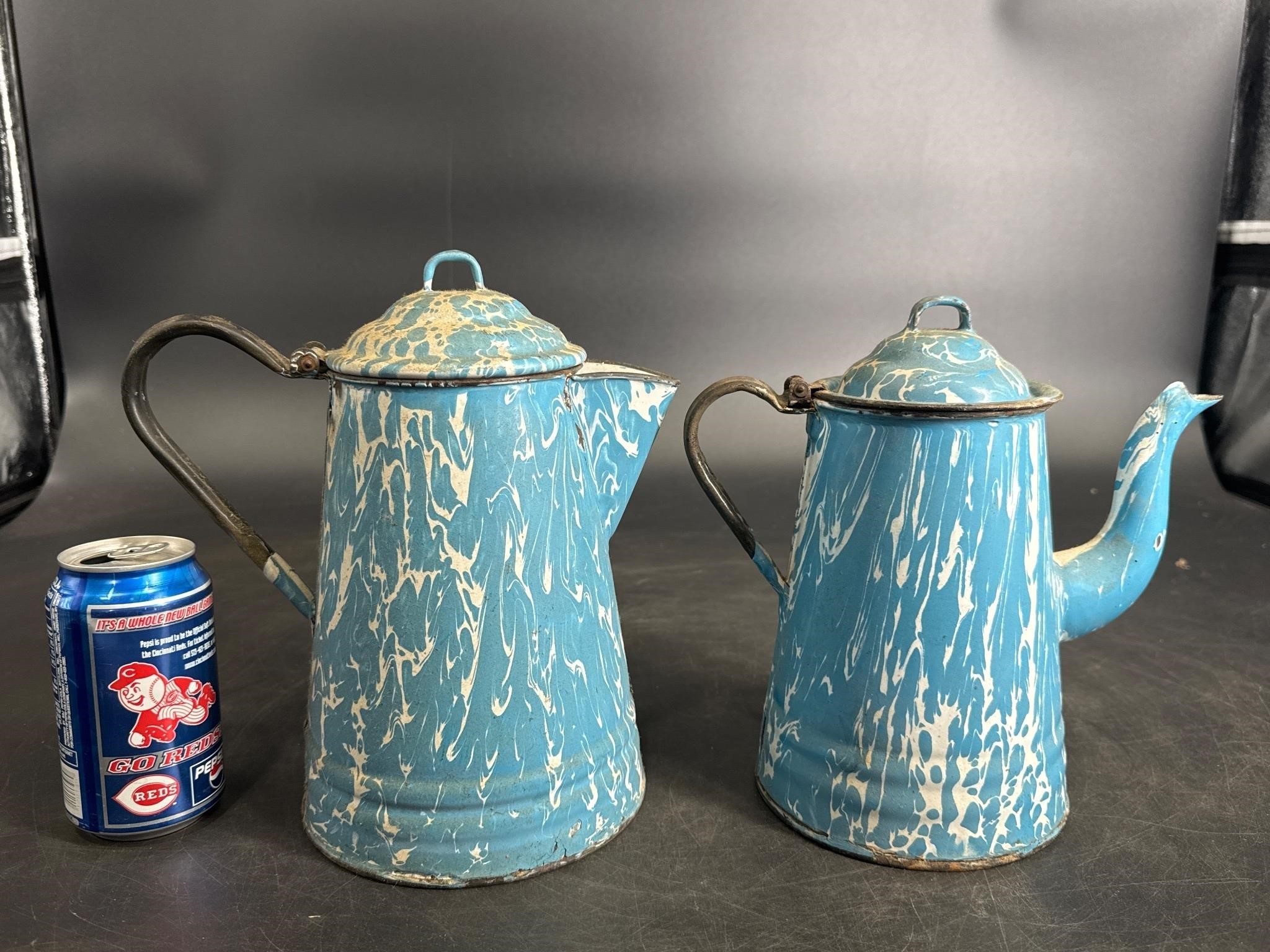 GRANITEWARE TEA AND COFFEE POT BOTH FOR ONE MONEY