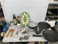Kitchen cooking pans and cookie cutters