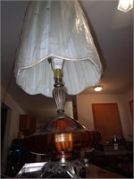 Amber Glass Lamp w/Fluted Shade - 18"Wx36"H