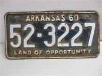 Vtg 1960 Arkansas License Plate