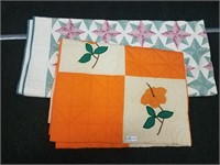 2 Unmatched Quilts, 1 kit quilt orange, 1 machine