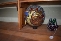 Gazing Ball & Stain Glass Hanging Flower