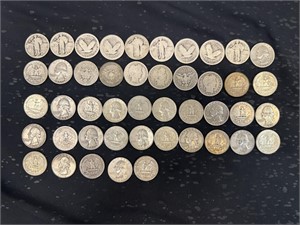 45 Silver Quarters - 30 Washington/9 Standing