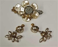 Vintage Miriam Haskell Brooch and Earring Set