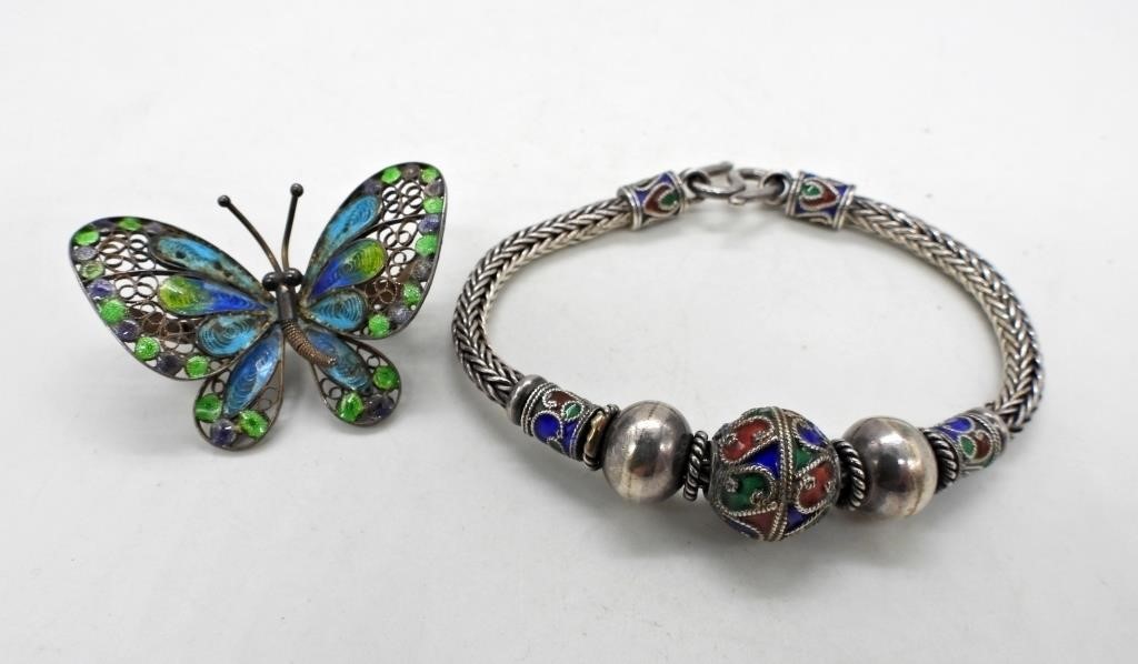 VINTAGE BUTTERFLY PIN & BRACELET