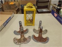 (4) Antique Carriage Metal Steps & Lantern