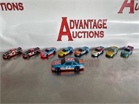 9 various die cast replica cars