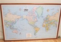 Large Framed World Map 35" x 52"
