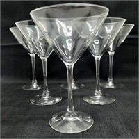 Six martini glasses