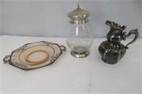 Vntg Instant Glass Coffee Jar, Plate & Creamer