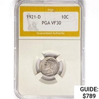 1921-D Mercury Silver Dime PGA VF30