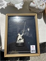 Oriental Man Fishing Framed Shadowbox