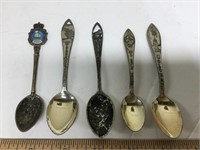 (5) Sterling Souvenir Spoons