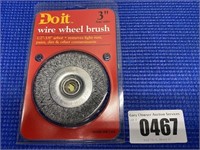 Wire Wheel Brush 3" Fine Wire 1/2"-3/8" Arbor